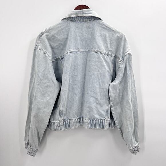 Zara Light Wash Denim Cropped Jean Jacket Womens Size XL - Picture 3 of 4